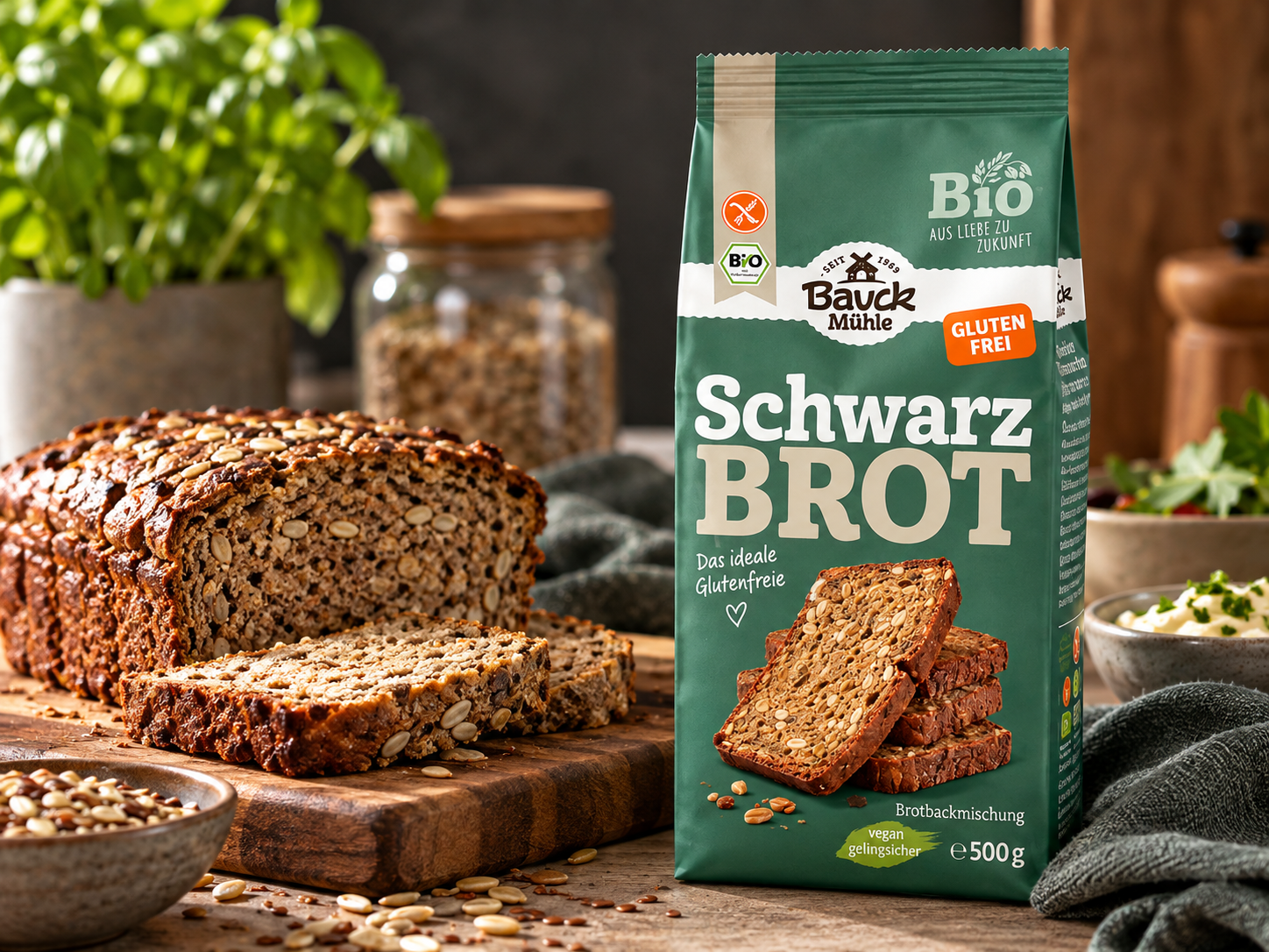 Bezlepková SMĚS NA ČERNÝ CHLÉB BIO 500 g - Bauck